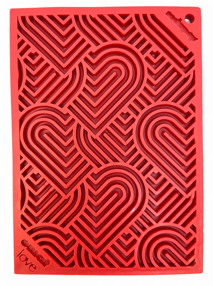 Heart Design "Love" eMat Enrichment Lick Mat, Small, Red