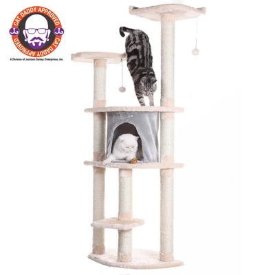 Armarkat 64" Real Wood Cat Tree – 5-Tier Tower with Condo & Sisal Posts