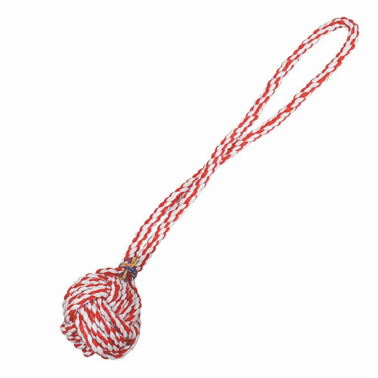 Zanies Monkey's Fist Knot Rope Dog Toy – Tough Cotton Red/White 15"