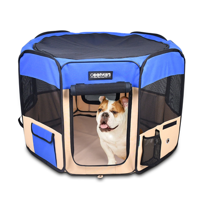 JESPET 61" Portable Soft Dog Playpen – 8-Panel Exercise Pen, Blue