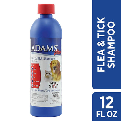 Adams Plus Flea and Tick Shampoo with Precor for Dogs and Cats, 12 oz