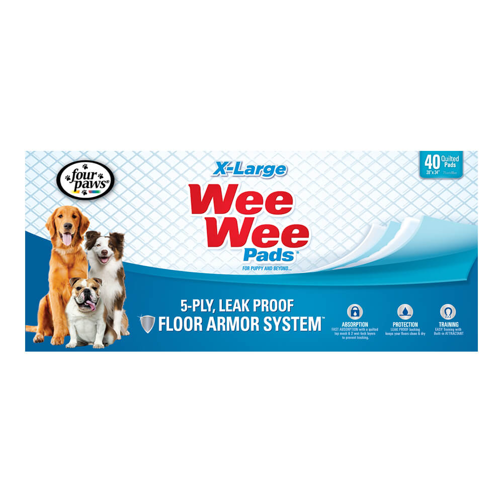 Four Paws Wee-Wee Pads – X-Large 6-Layer Leak-Proof Dog Training Pads, 40ct