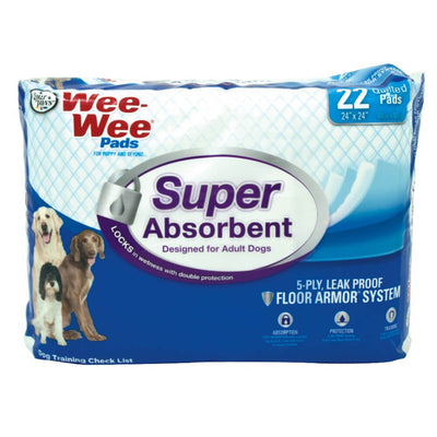 Four Paws Wee-Wee Super Absorbent Dog Training Pads, 24x24, 22 Count
