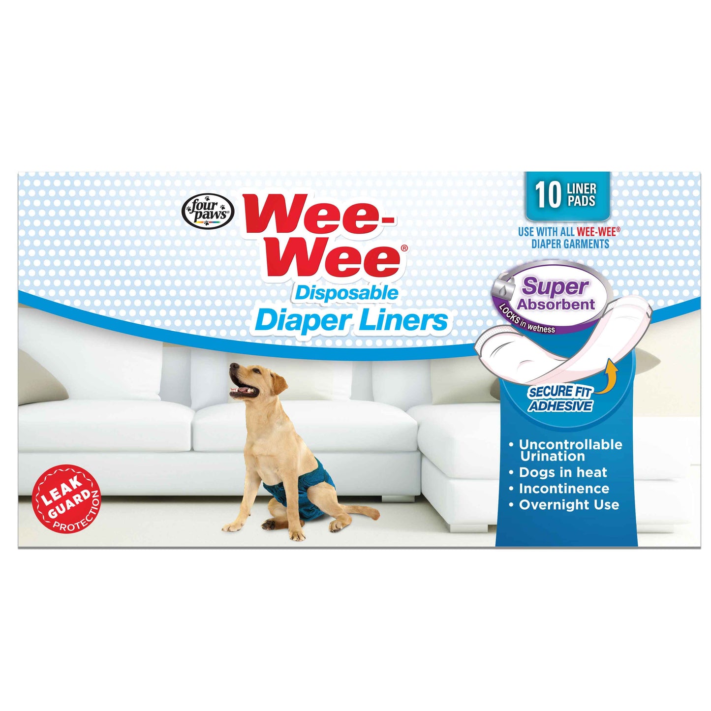 Four Paws Wee-Wee Super Absorbent Disposable Dog Diaper Liners | 10 Count
