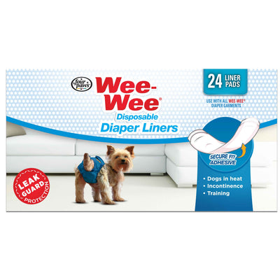 Four Paws Wee-Wee Disposable Diaper Liner Pads - Super Absorbent, 24ct