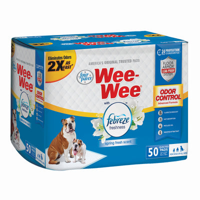 Four Paws Wee-Wee Odor Control Dog Training Pads with Febreze, 50 Count