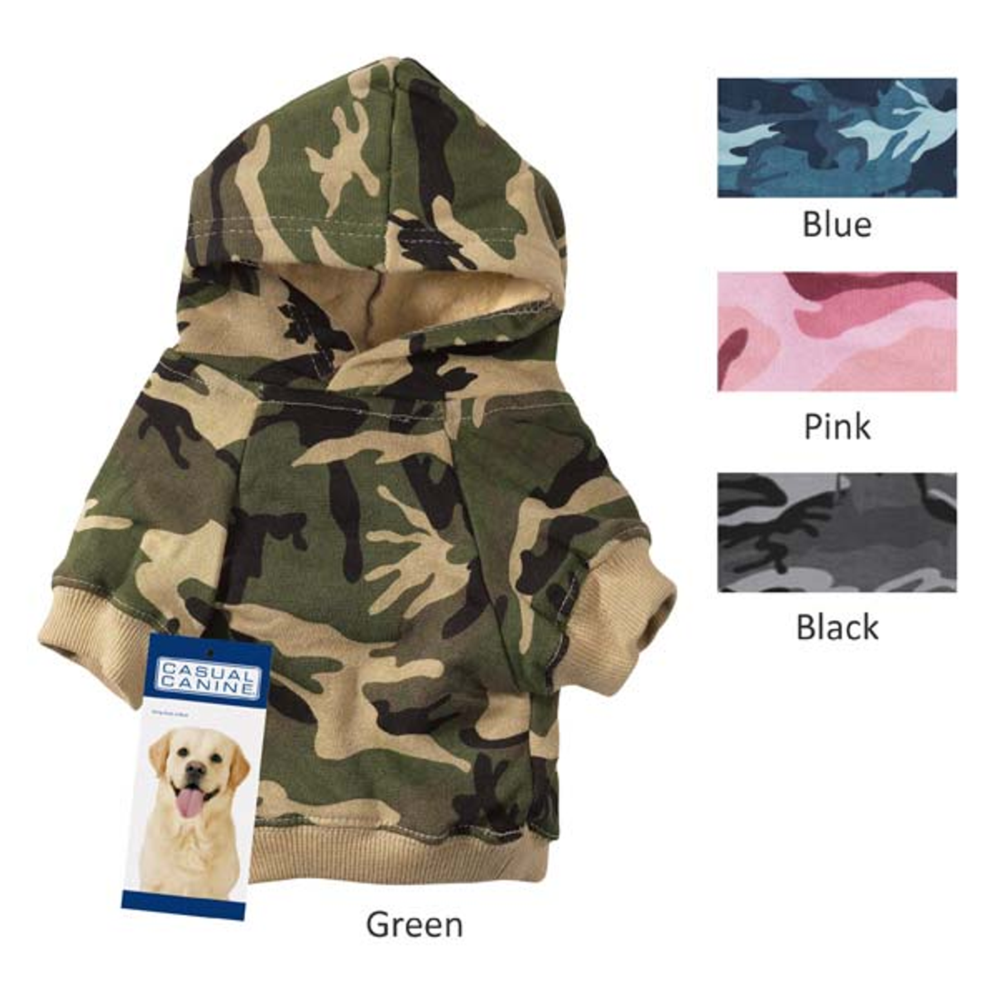Casual Canine Camo Dog Hoodie – Pink Poly/Cotton Pet Sweatshirt, Small