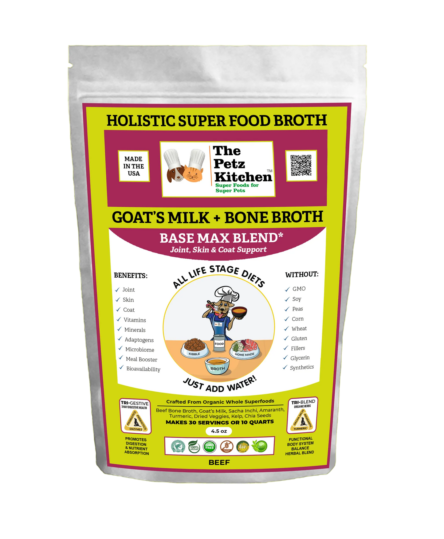 Organic Pet Systems Goats Milk & Bone Broth Base for Joint, Skin & Coat