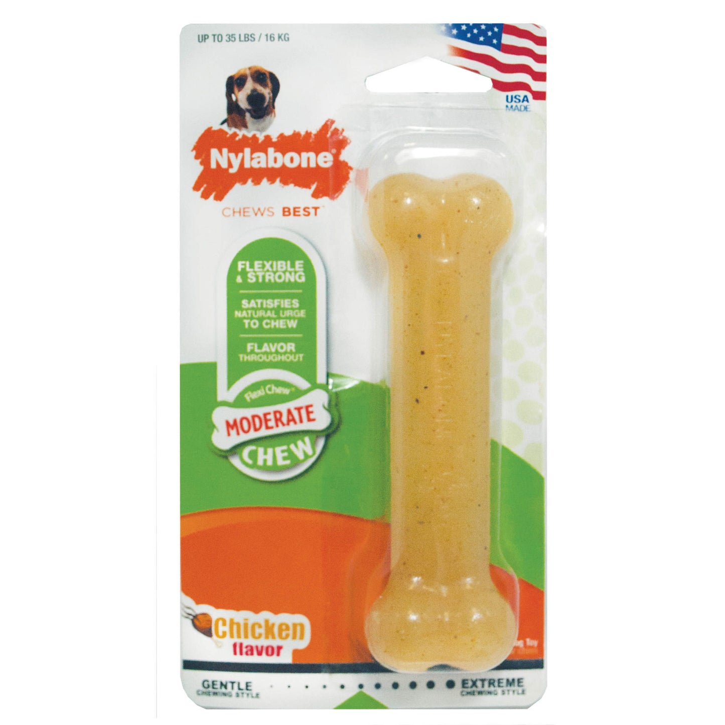 Nylabone Moderate Chew Chicken Dog Toy | Dental Care Bone for Dogs
