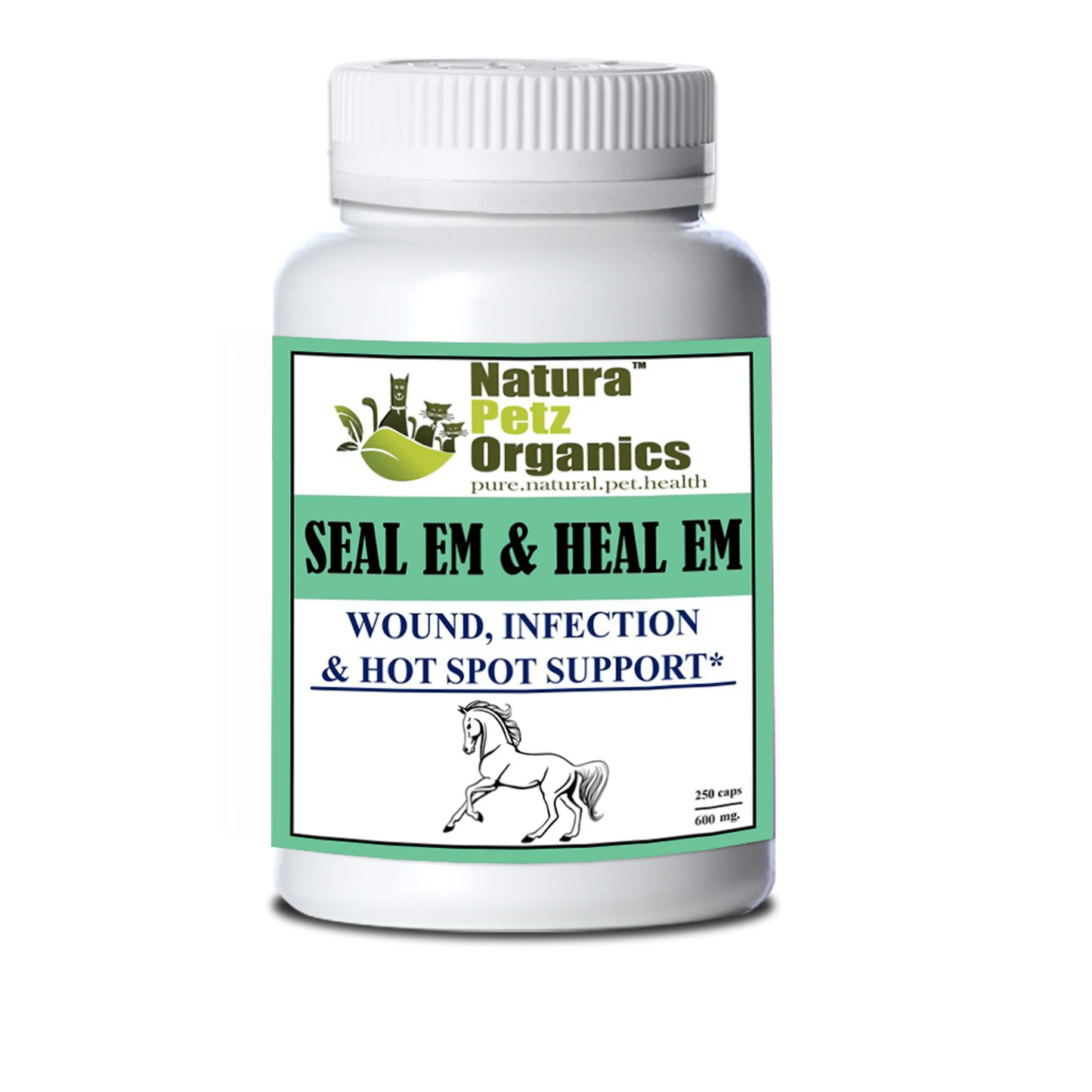 Seal Em & Heal Em Capsules Equine- Wound, Infection Ulcer, Horse - 250 caps
