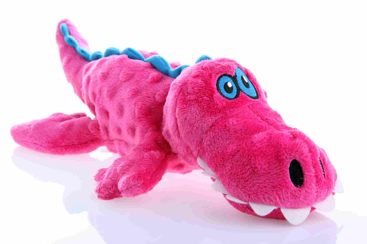 goDog Just For Me Gator w/Chew Guard Plush Dog Toy, Pink,