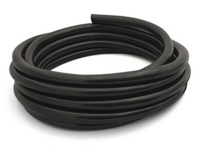 20' roll of black kink-resistant vinyl tubing with 3/8" inner diameter.