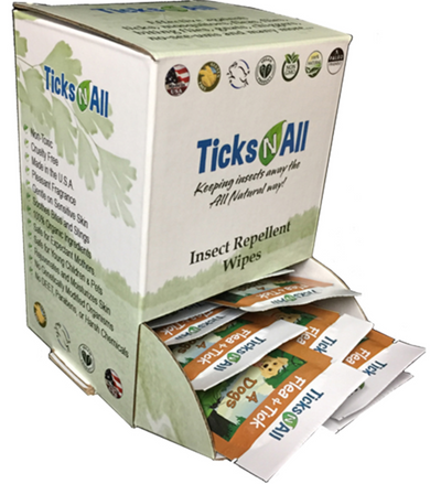 Ticks-N-All All Natural Flea and Tick Wipes for Dogs - 50 Count