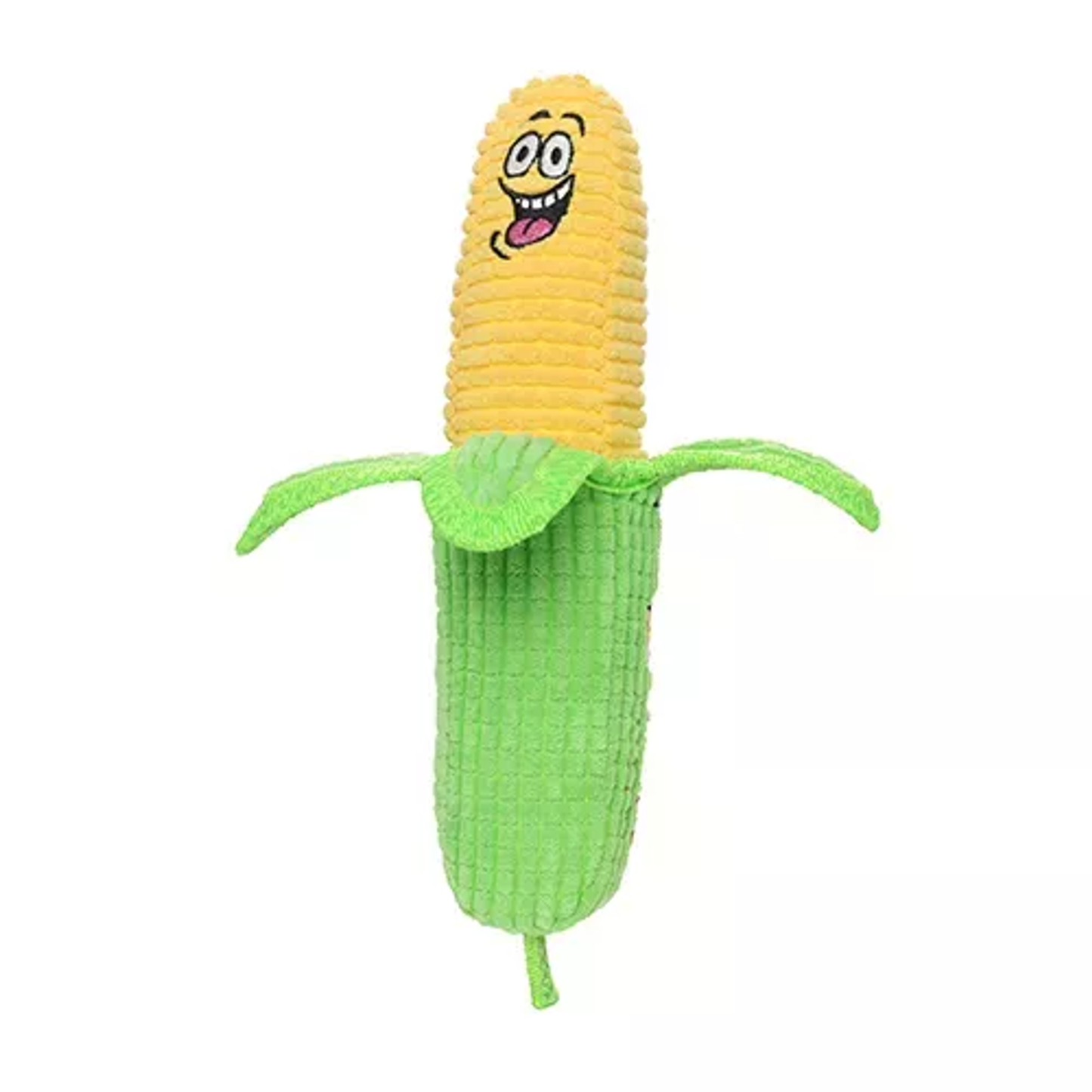 Tuffy Funny Food Corn Durable Plush Dog Toy – Green & Yellow