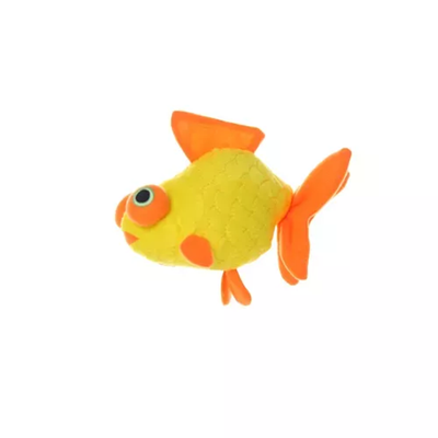 Mighty Jr Ocean Goldfish Durable Plush Dog Toy – Orange & Yellow
