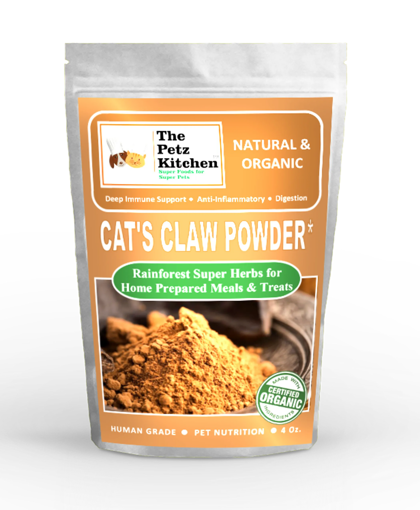 The Petz Kitchen Cat's Claw Powder – Organic Immune & Joint Support, 4 oz