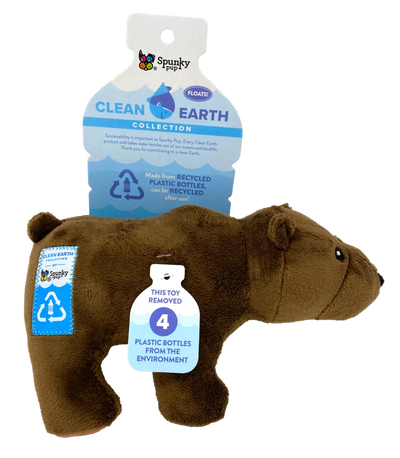 Spunky Pup Clean Earth Recycled Plush Bear Dog Toy - Large Size