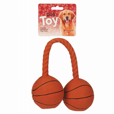 Digger's Latex Twin Basketballs Squeaky Dog Fetch Toy by Pet Edge - 14"