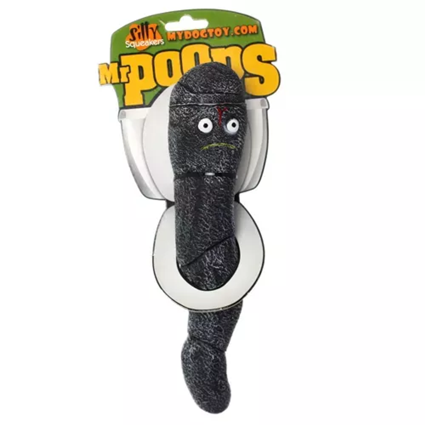 Silly Squeaker MrPoops Dog Toy – Large Black Vinyl Squeaky Toy