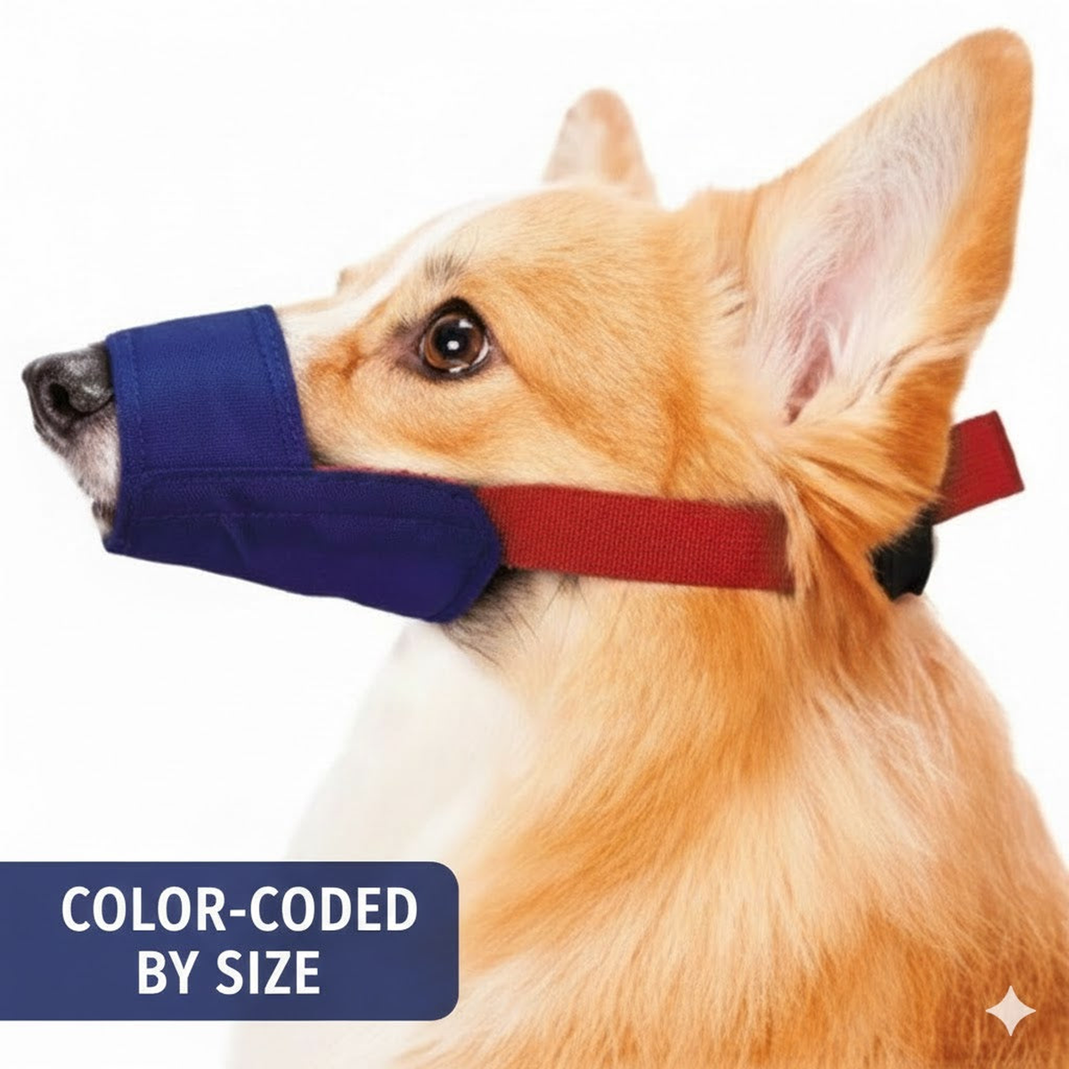 Color-Coded Strap Quick Muzzle for Dogs, XXS, Blue
