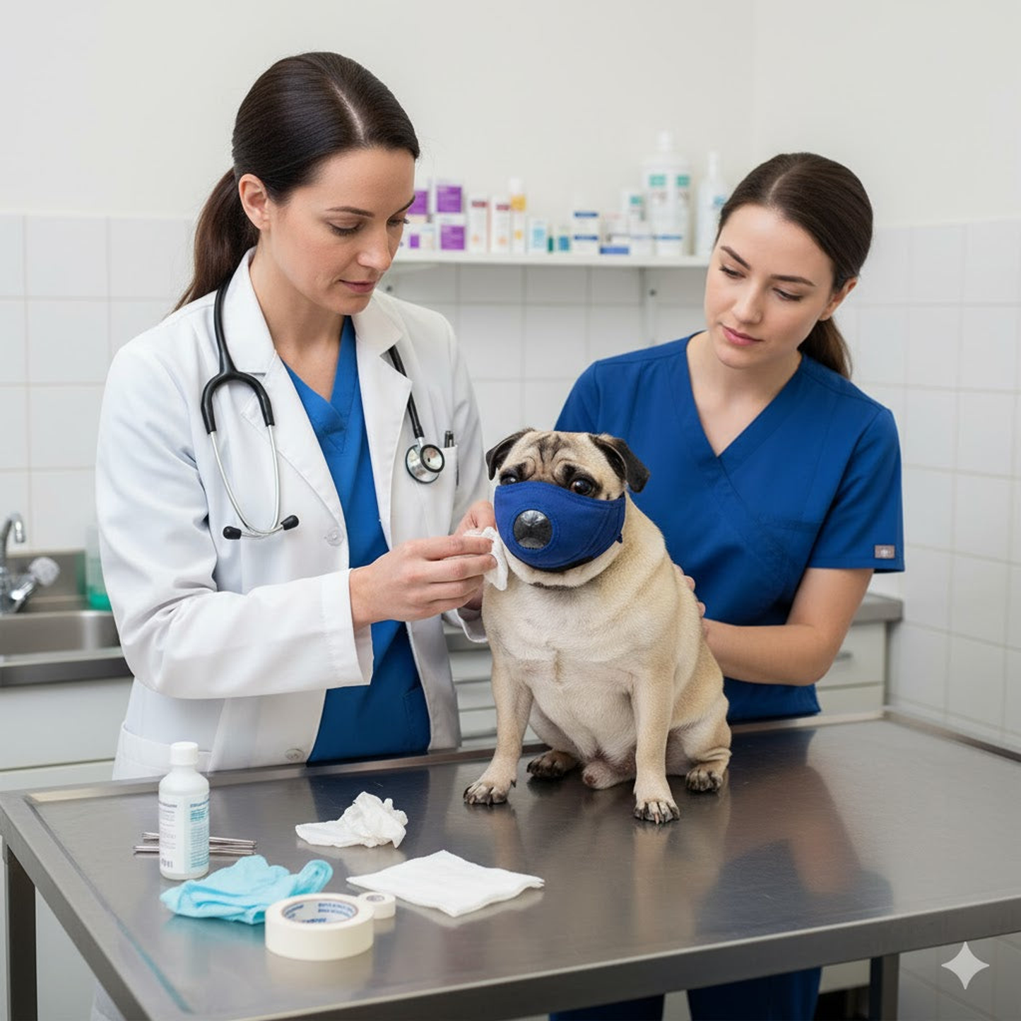 The Brachycephalic Quick Muzzle - Pug Snout, Large, Blue