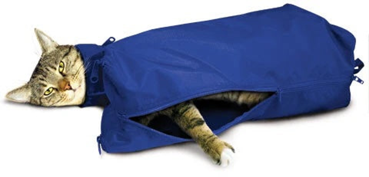 Original Cat Sack with Full Underside Zipper, Small, Blue