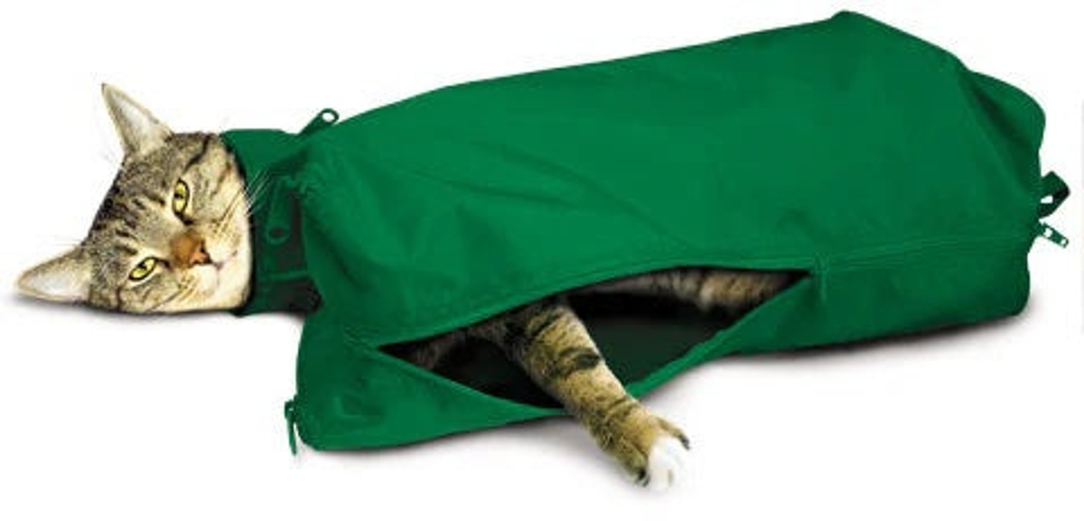 Original Cat Sack with Full Underside Zipper, Large, Green
