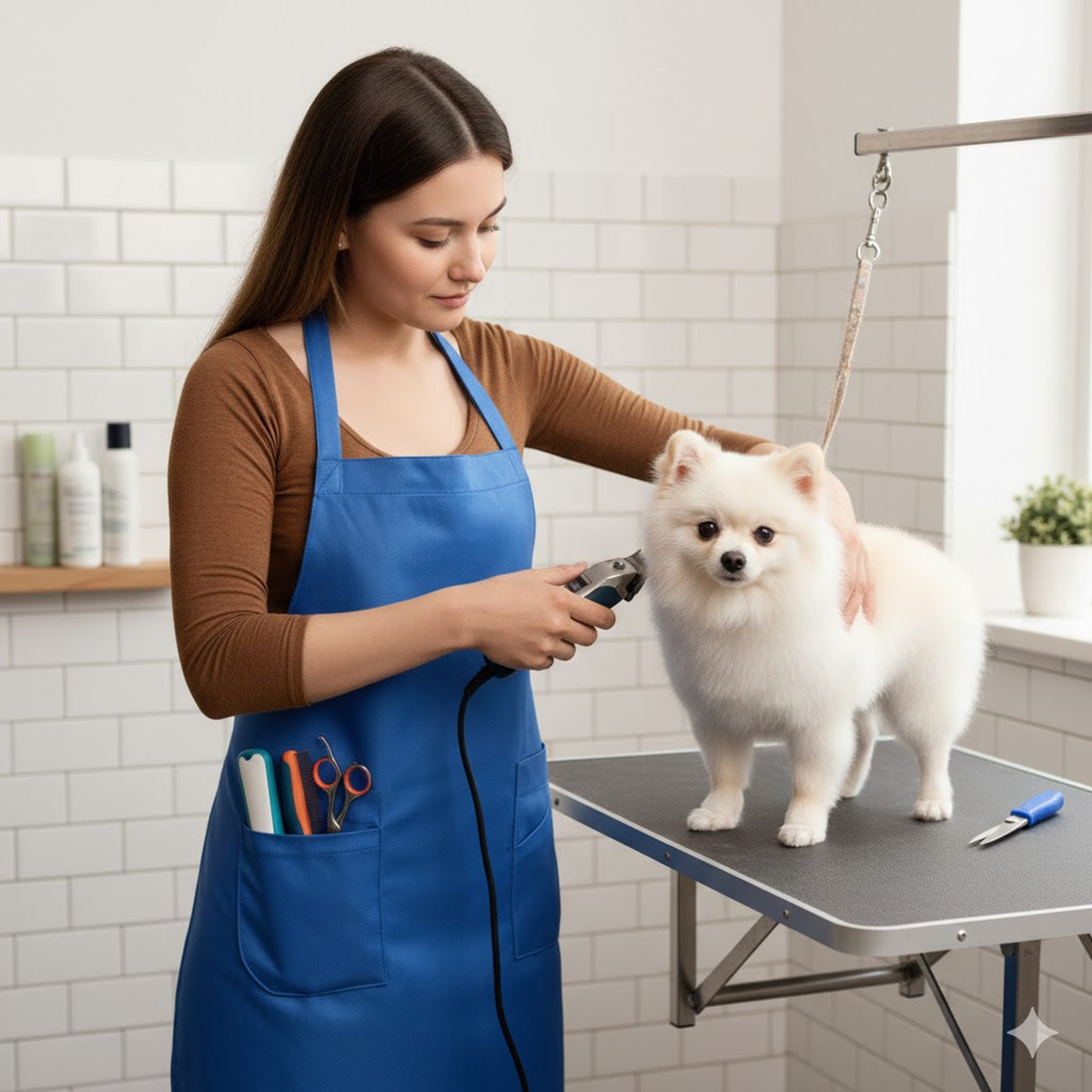 Pet Grooming Apron, Small, Blue