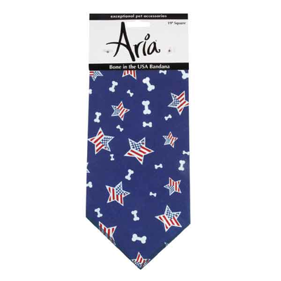 Aria Bone in the USA Pet Bandana – Blue Stars and Stripes Dog Scarf