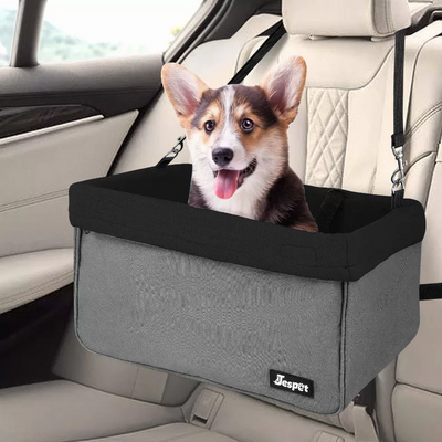 Jespet Dog Car Seat Booster - Portable Pet Carrier with Fleece Liner, 16"