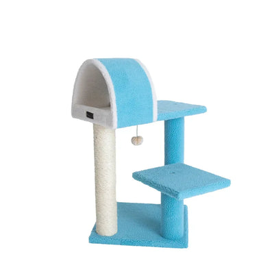 Armarkat Real Wood Cat Tree with Tunnel – 29 Inch Sky Blue Cat Condo
