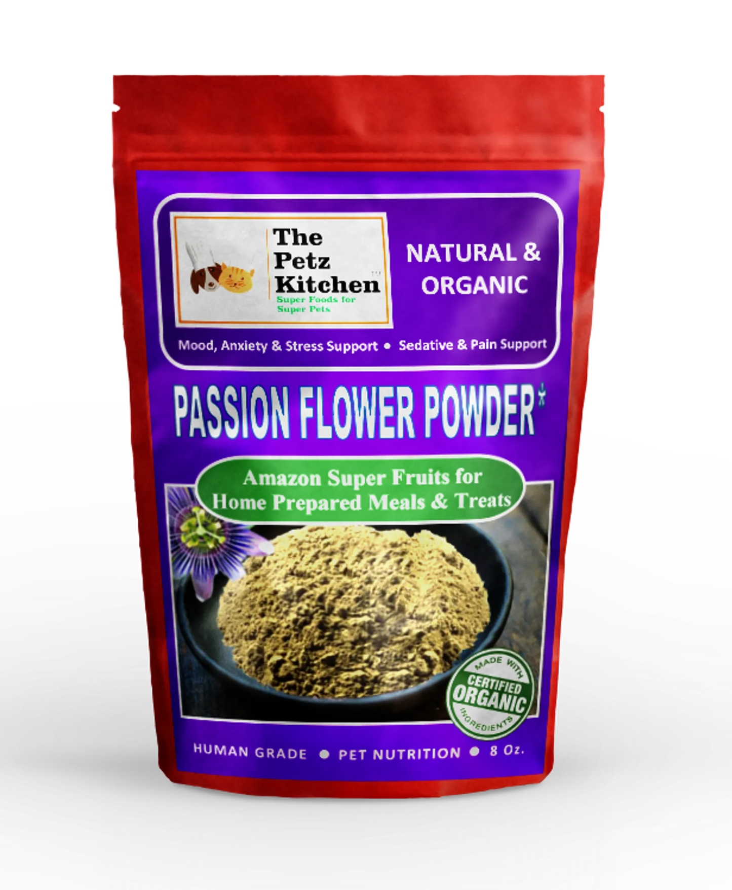 The Petz Kitchen Passion Flower Organic Anxiety & Stress Relief for Pets, 8 Oz