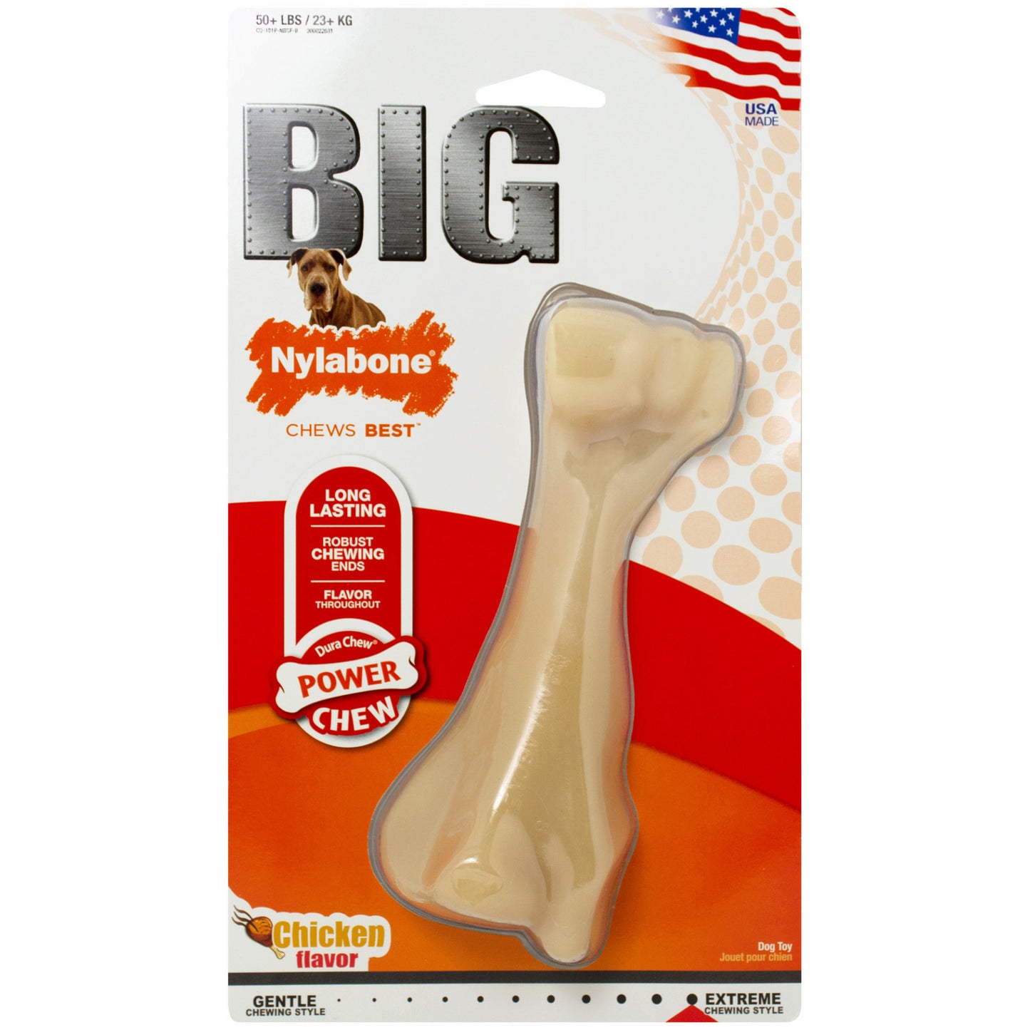 Nylabone Power Chew Big Chew Beef Bone – Durable Nylon Dog Toy