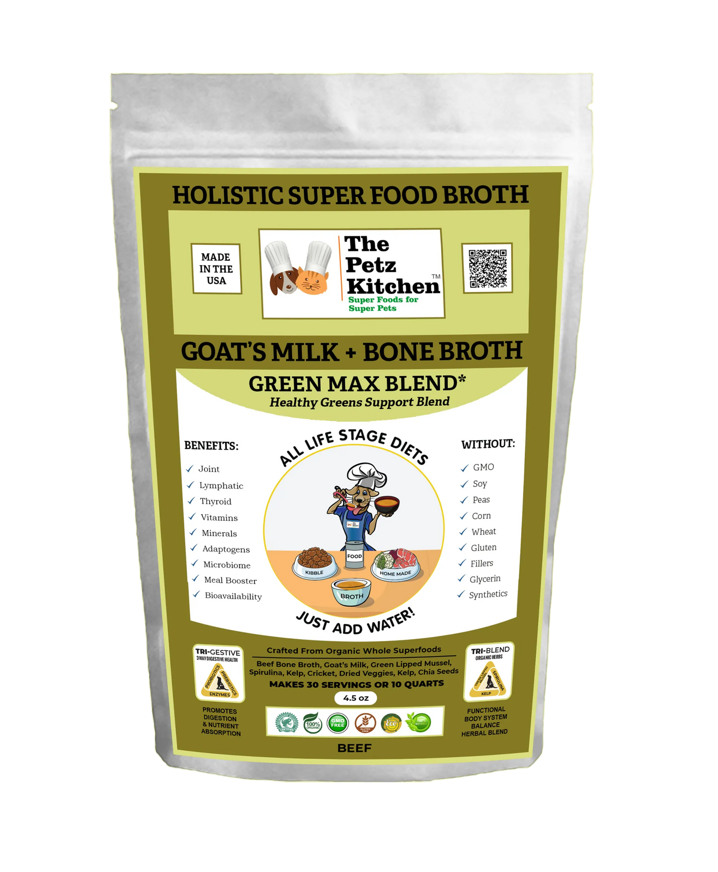 Organic Pet Systems Goats Milk & Bone Broth Green Max Blend Supplement