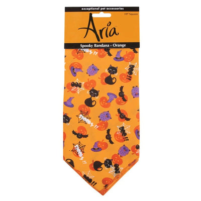 Pet Edge AR Spooky Seasonal Bandana – Orange Halloween Pet Accessory