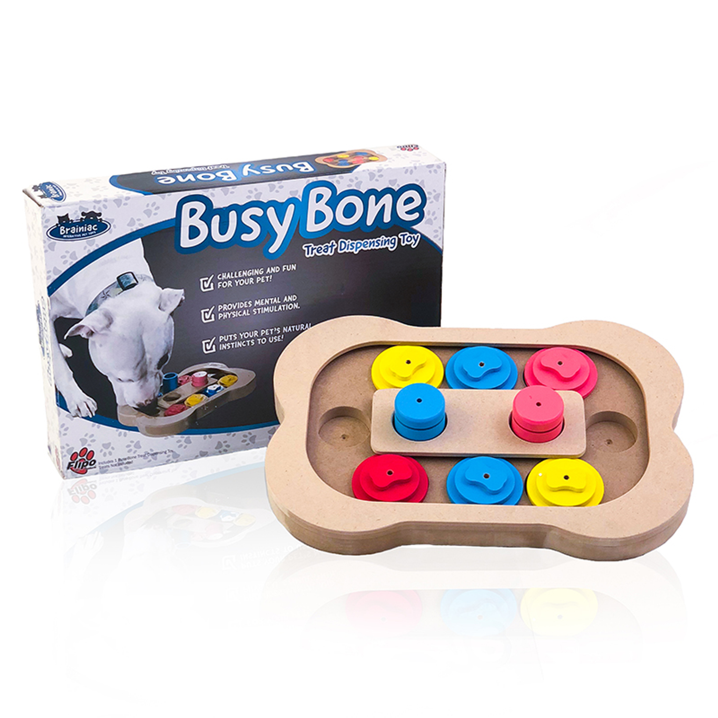 Flipo Brainiac Busy Bone – Interactive Pet Toy and Treat Dispenser
