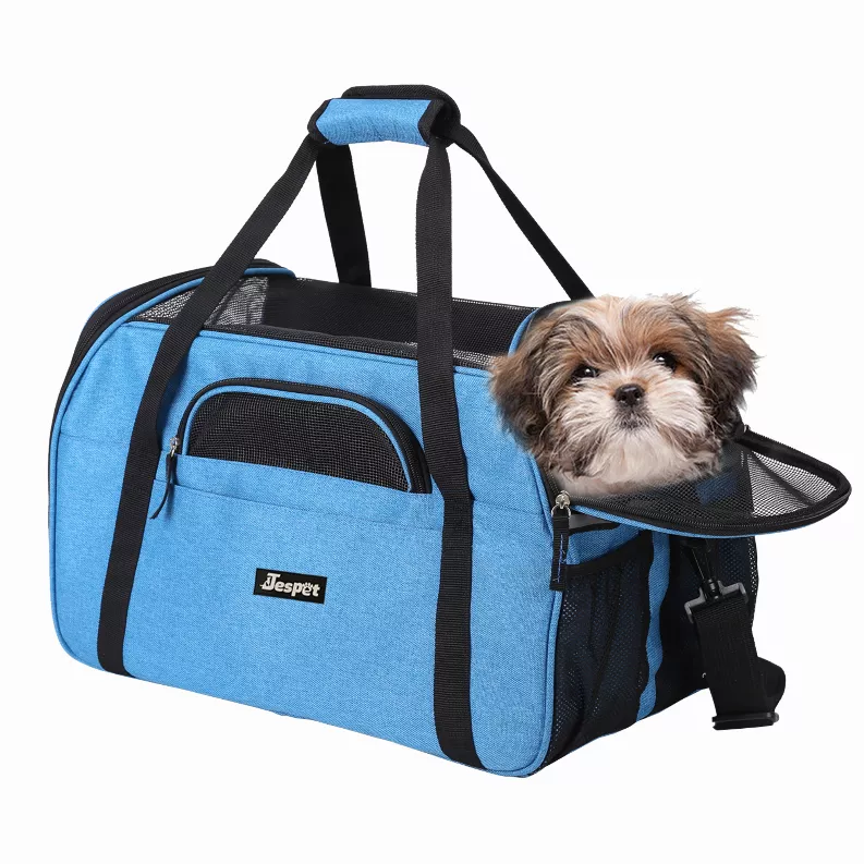 JESPET Soft-Sided Pet Carrier for Small Dogs & Cats, Turquoise, 17-inch