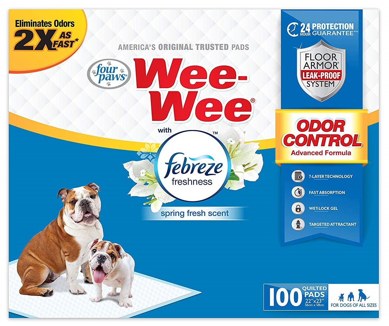 Four Paws Wee Wee Odor Control Pads with Fabreze Freshness, 100 ct