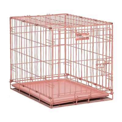 Midwest iCrate Single Door Dog Crate | Pink Metal Wire Puppy Crate, 24"