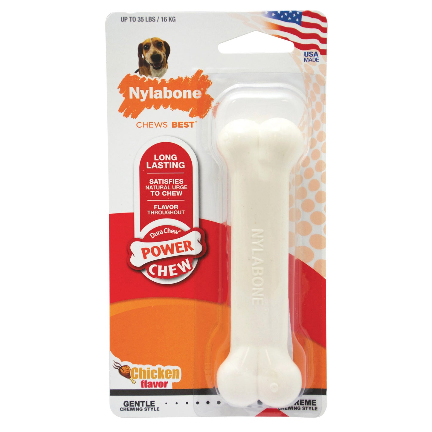 Nylabone Power Chew Durable Dog Toy – Chicken Flavor – Wolf Size