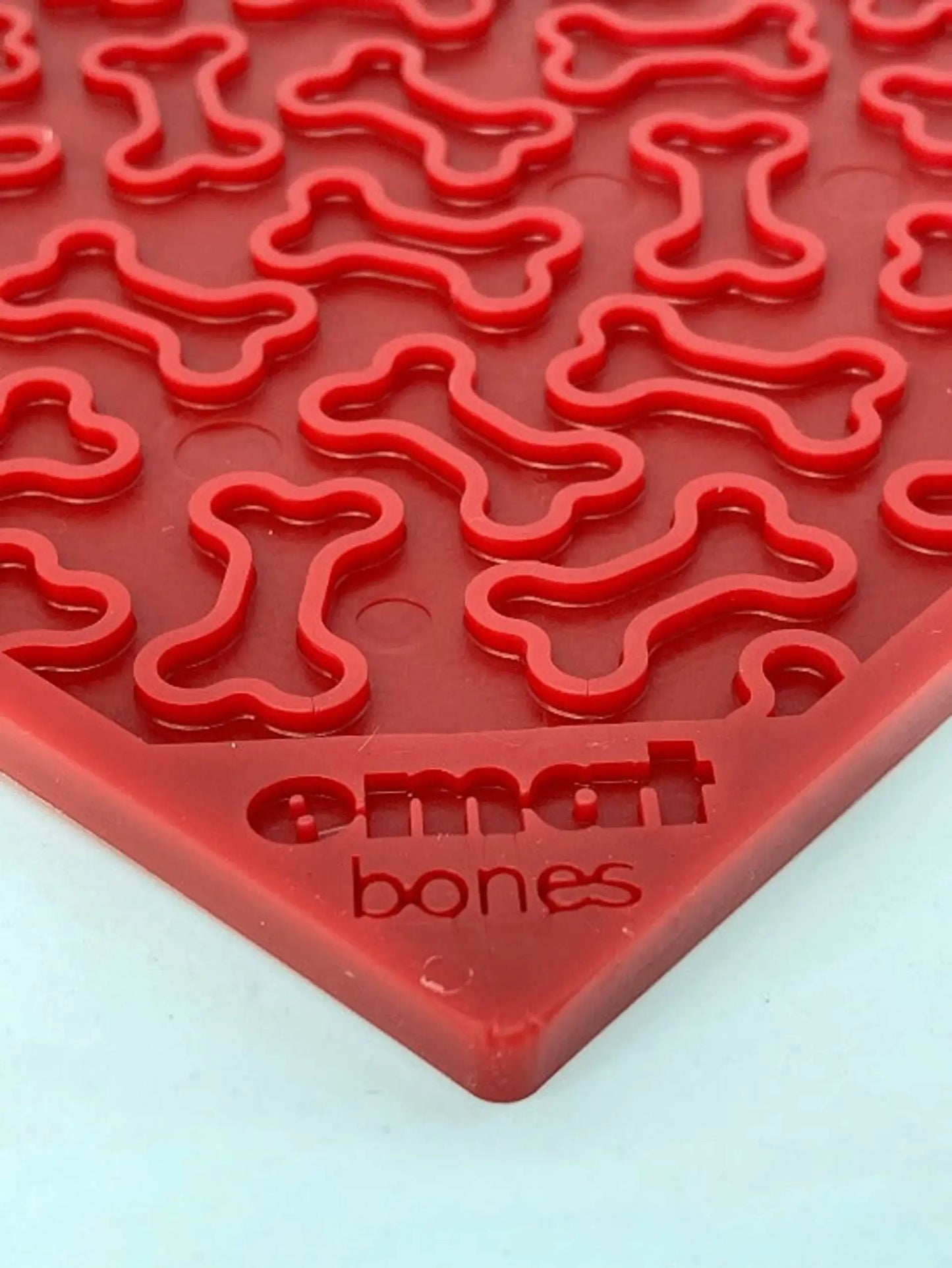 SodaPup Bones Design Dog Lick Mat – Red Silicone Pet Enrichment Toy