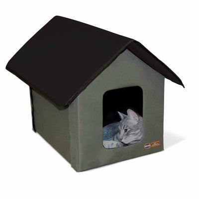 K&H Pet Products Outdoor Kitty House – Weather Resistant Cat Shelter, Olive