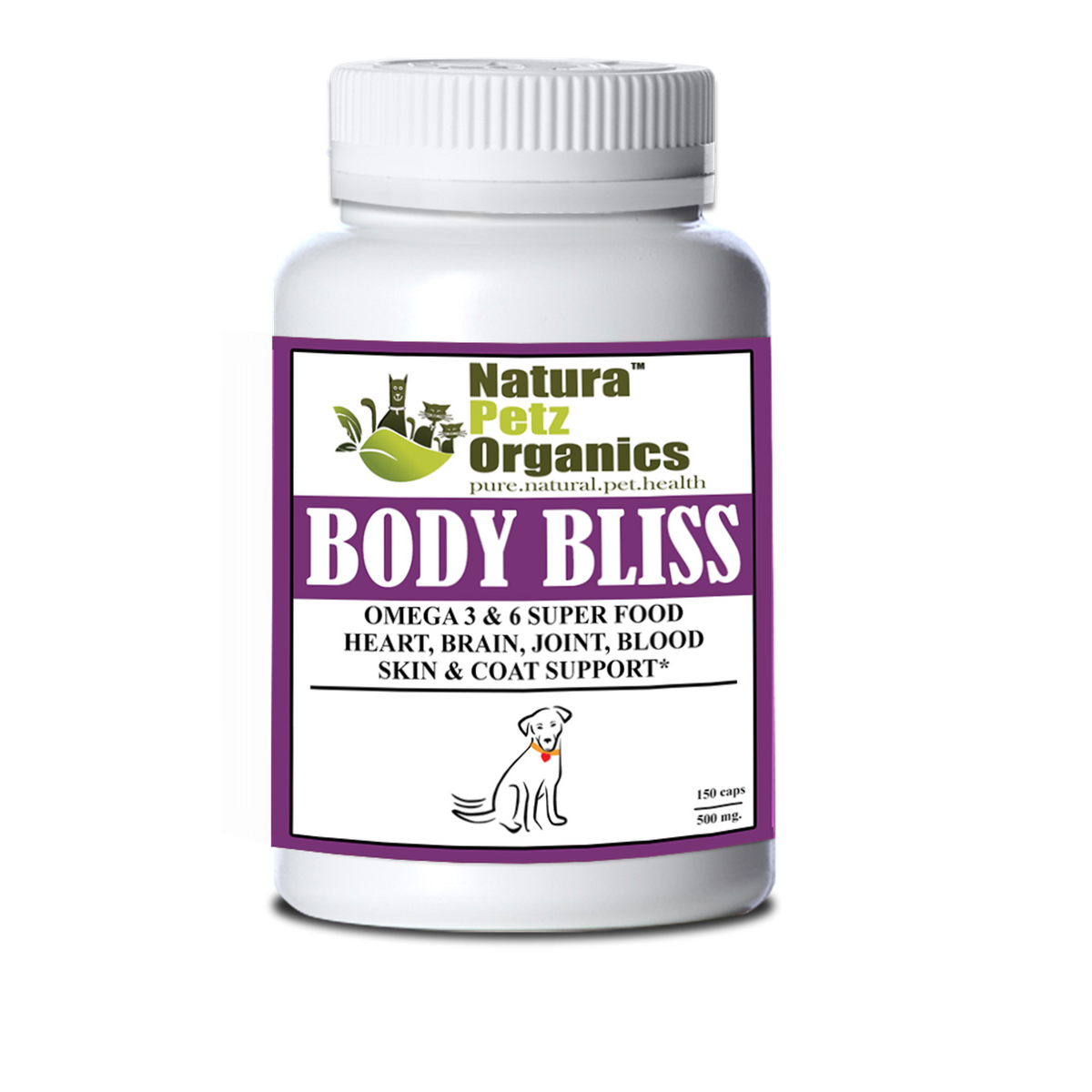 Body Bliss for Male Dogs - Omega 3 & 6 Super Food + Heart, 500mg/90 caps