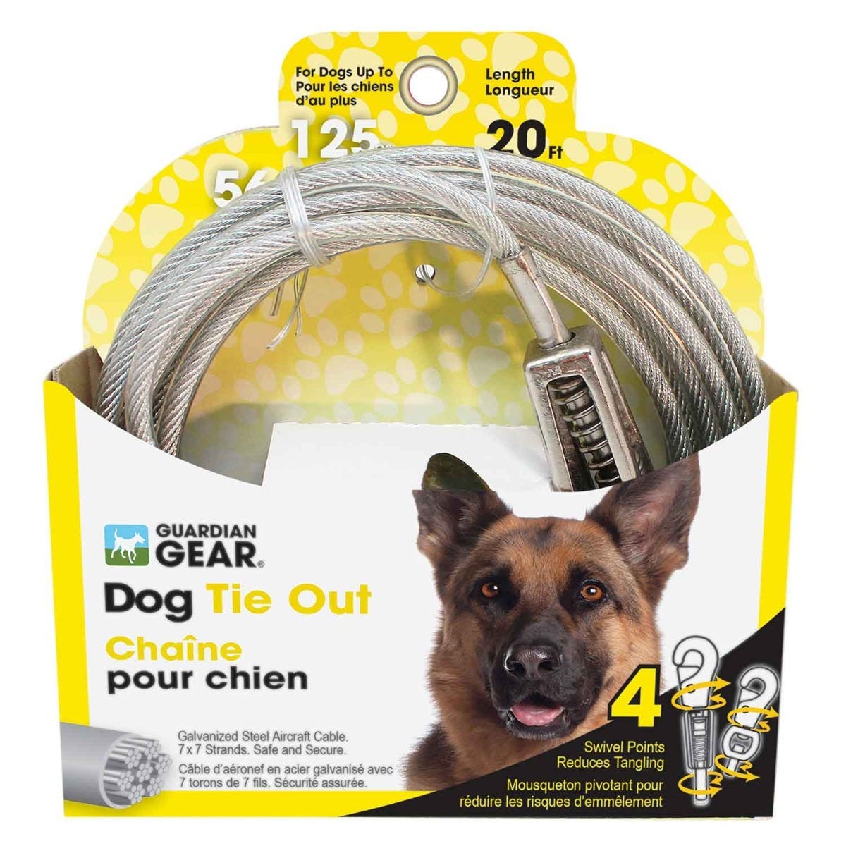 GG X-Large Dog Tie Out w Spring 20ft