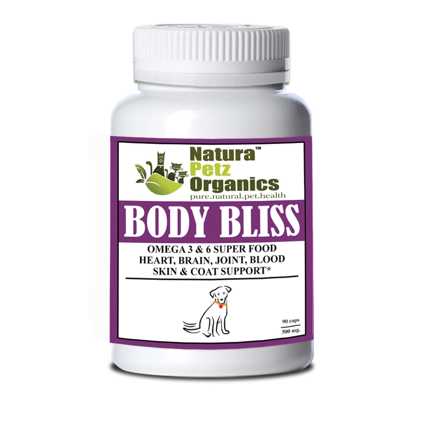 body bliss for male dogs omega 3 6 super food heart 500mg 90 caps