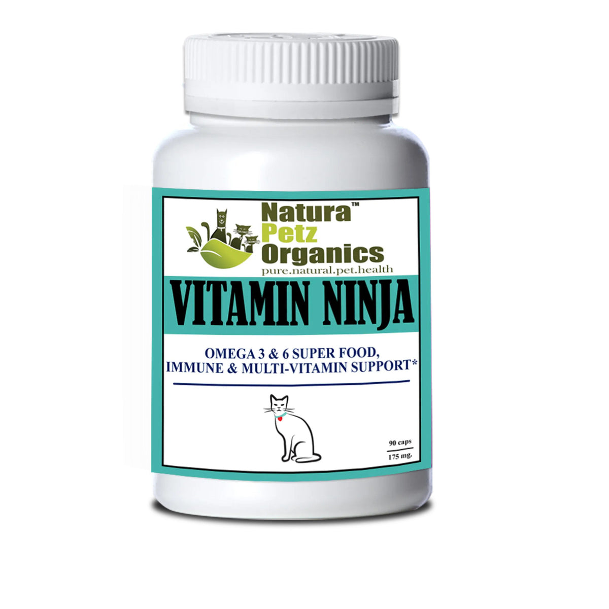 Vitamin Ninja - Omega 3 & 6 Food, Immune & Multi-Vitamin for Cats, 90 caps