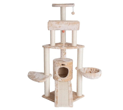Armarkat Real Wood Spacious Thick Fur Cat Tower W Lounge, Red