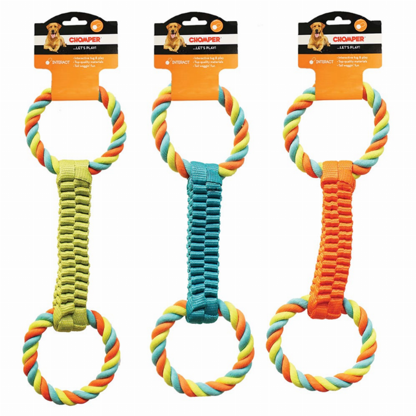 Pet Edge Ballistic Weave Durable Dog Toy with Rope Tug – Blue/Black