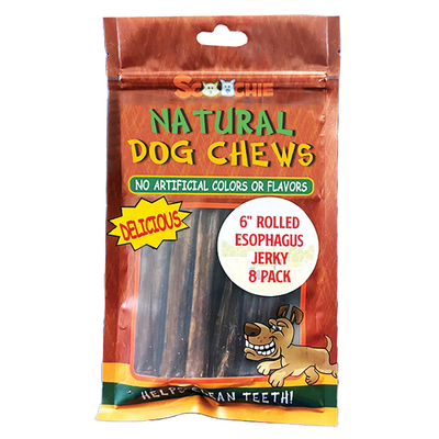 Pet Edge SCP Rolled Esophagus Jerky – Grass-Fed Dog Chews, 6in 8pk