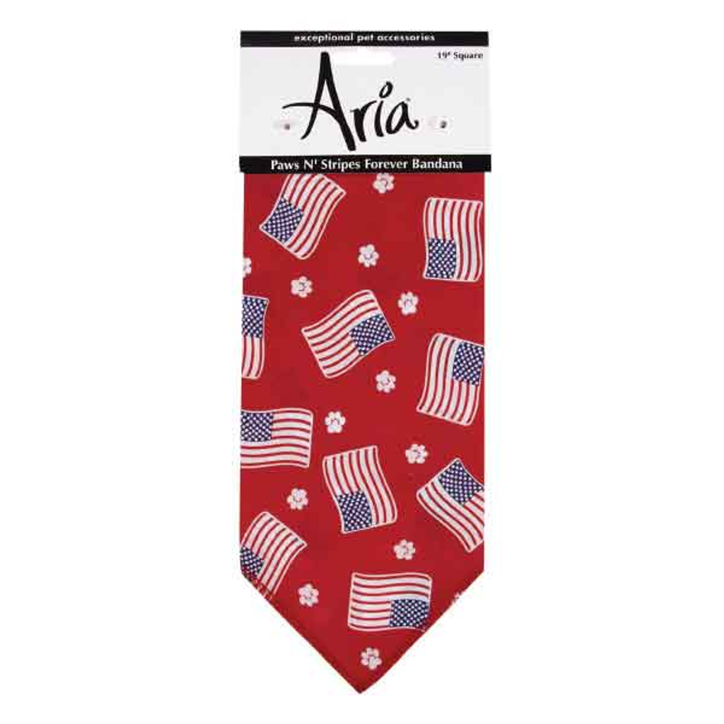 Aria Paws N Stripes Forever Dog Bandana – Patriotic Red Poly-Cotton